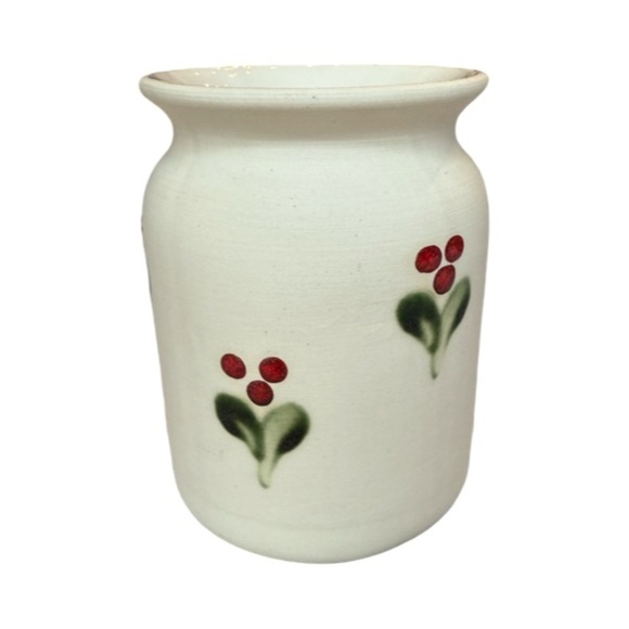 Vintage Gabriel Sweden Stengods Pottery Vase Handpainted Leaves and Berries - Picture 4 of 8